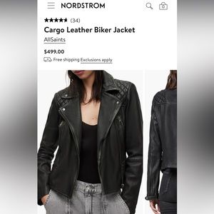 All saints women’s leather cargo distressed jacket size 10